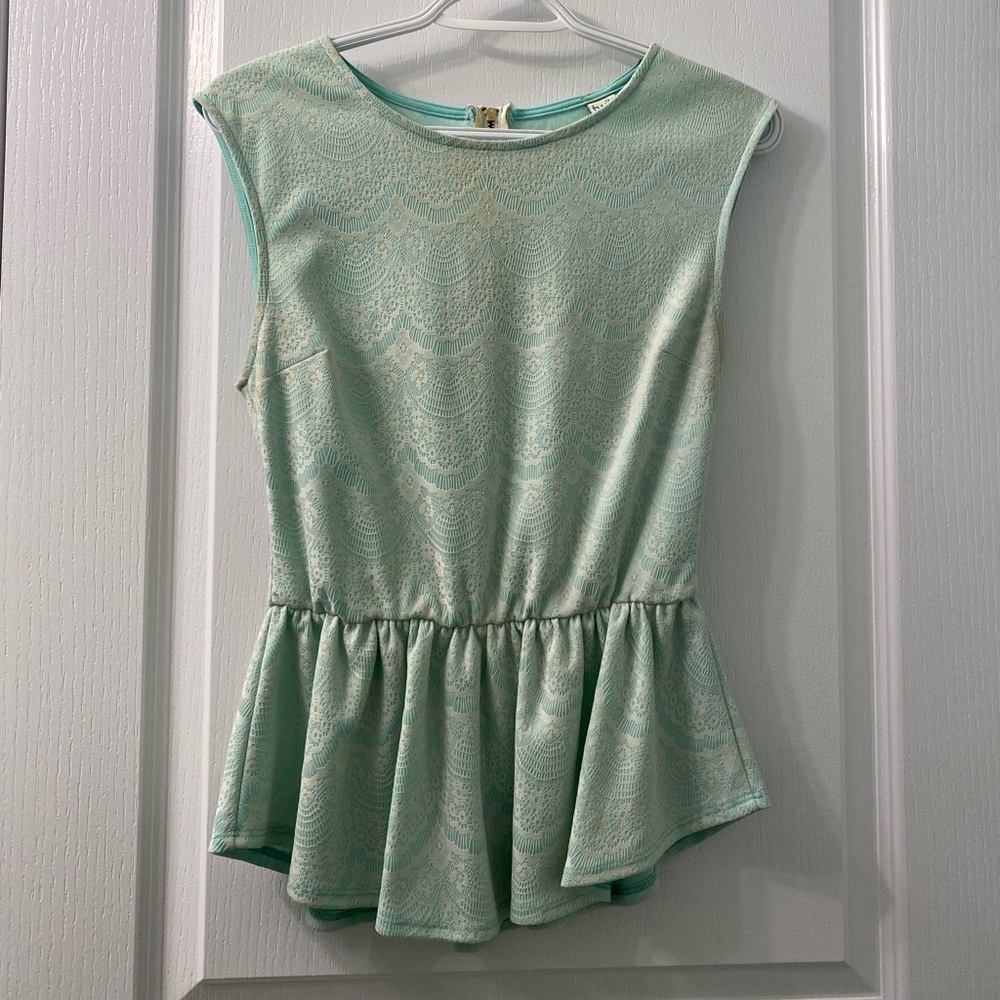 Baby blue and white lace professional top